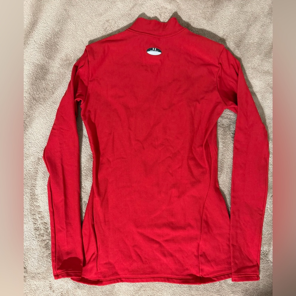 Under Armour Red Mock Neck Performance Top - Picture 3 of 3